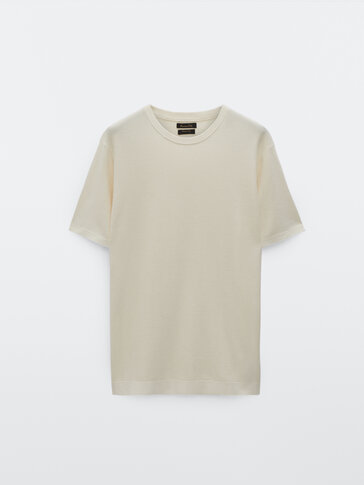 Strick-Shirt aus Baumwolle mit kurzen Ärmeln
