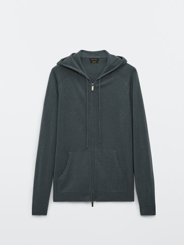 100% cashmere hooded cardigan