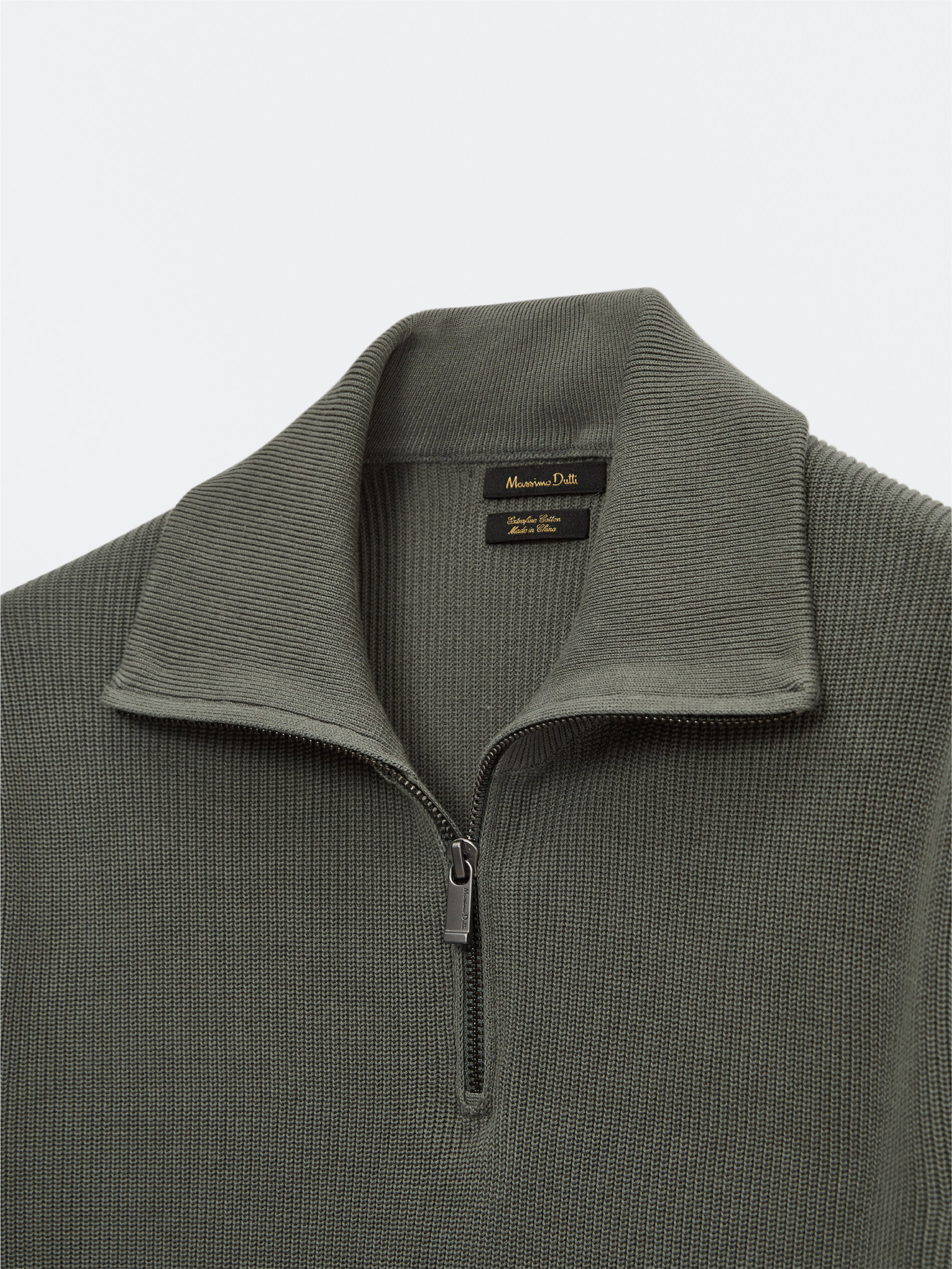 Massimo Dutti - Cotton mock neck sweater with zip fastening