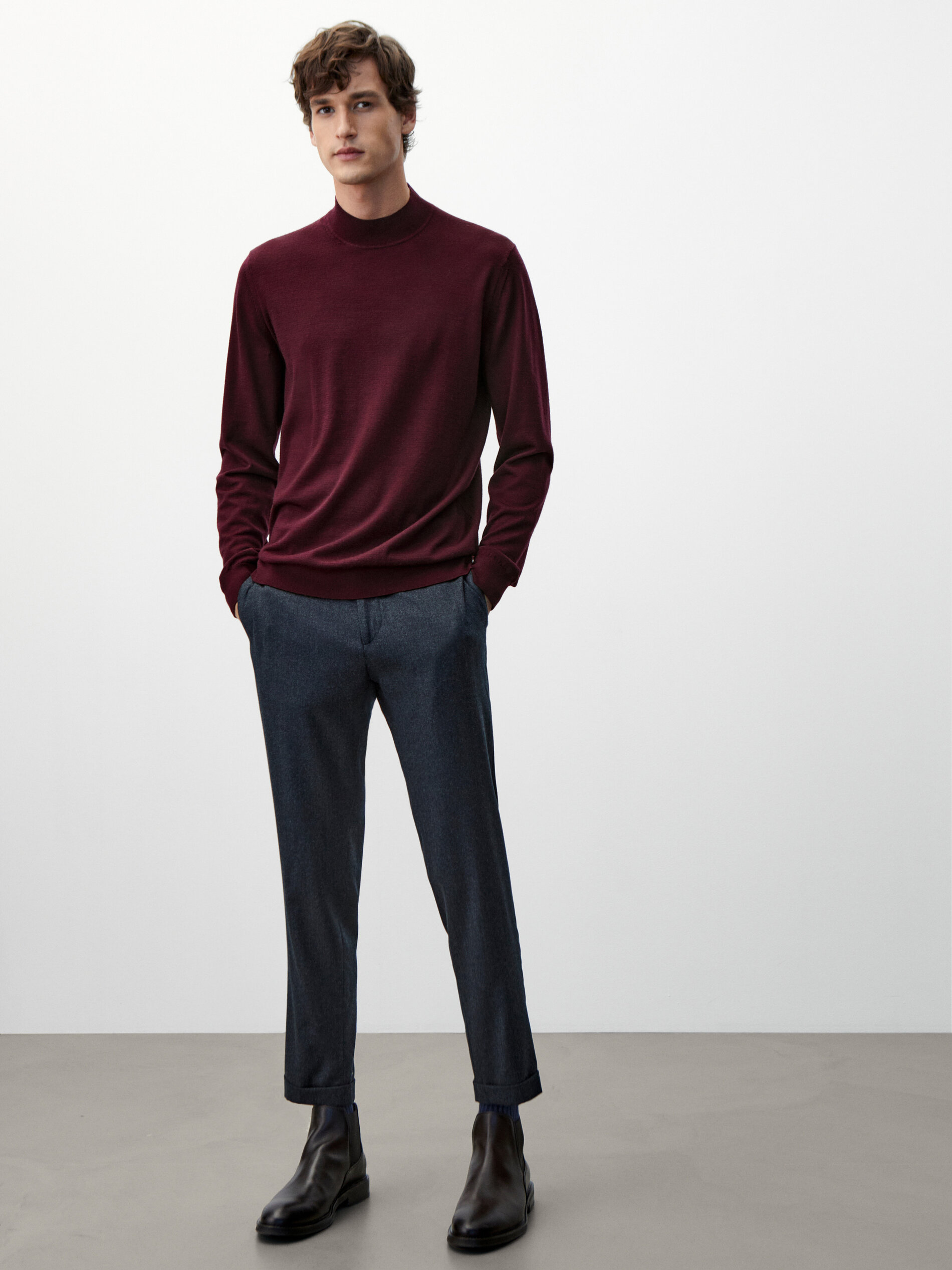 Massimo Dutti - Mock turtleneck sweater in 100% wool