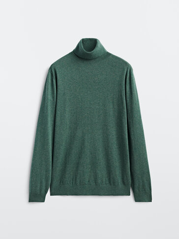 Cotton/wool turtleneck sweater