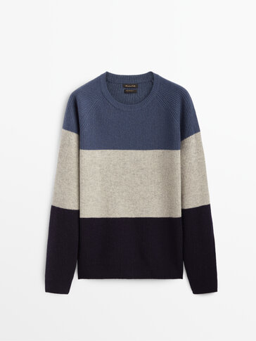 Kašmírový vlnený sveter s farebnými blokmi