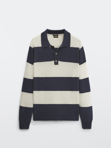 massimo dutti striped polo sweater