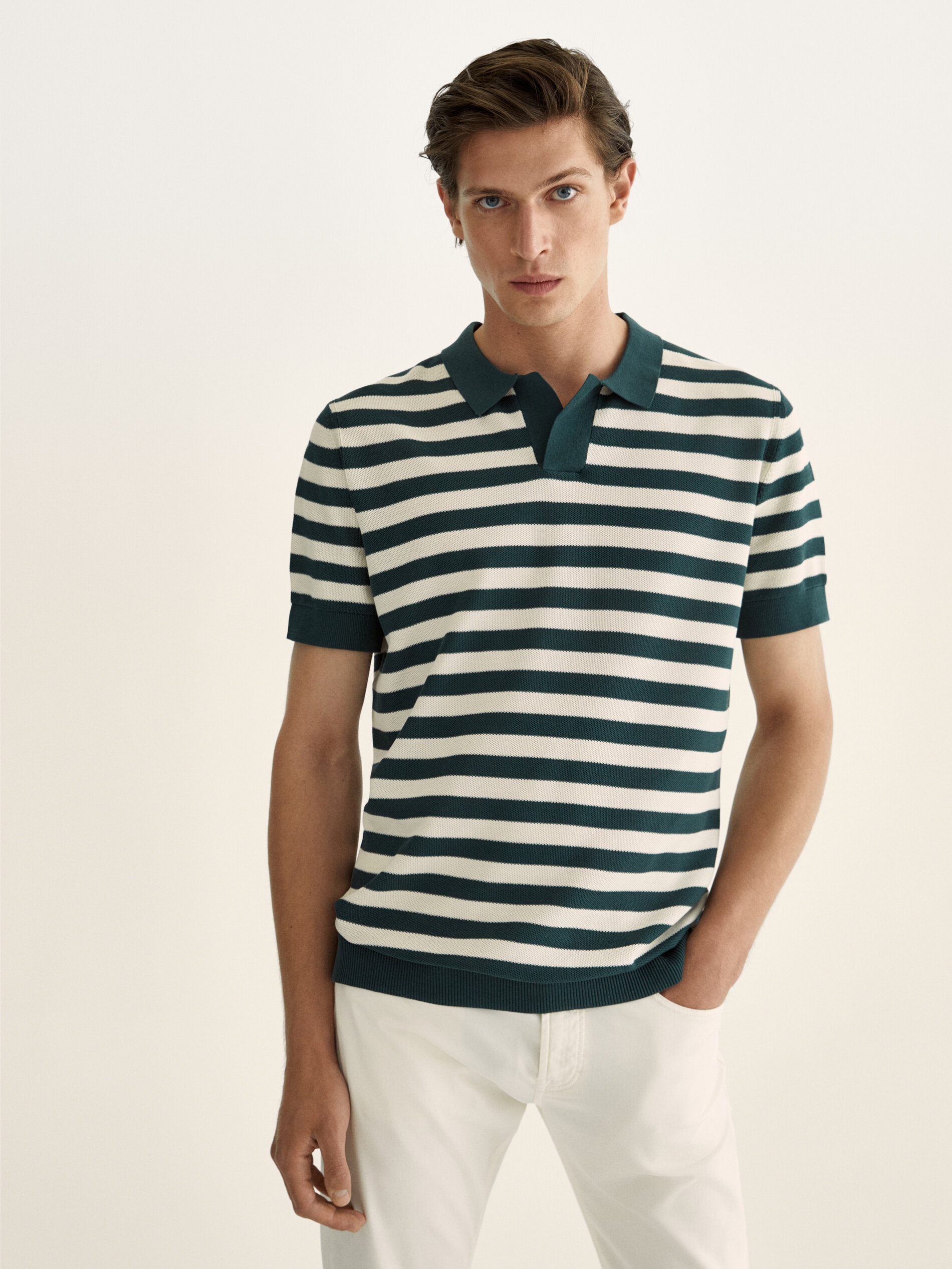 massimo dutti striped polo sweater