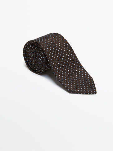 ربطة عنق منقطة من القطن والحرير