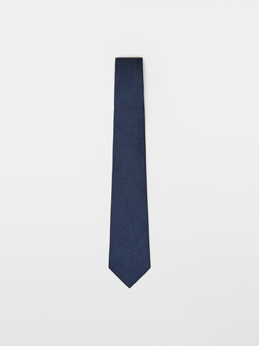 Navy blue 100% silk tie