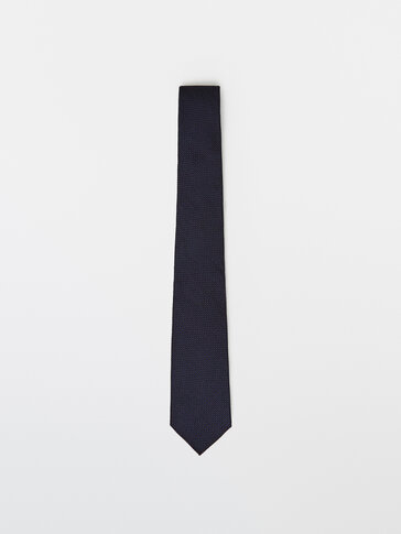 Contrast-coloured silk tie