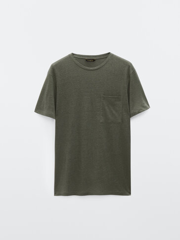 100% linen t-shirt with pocket