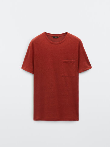 100% linen t-shirt with pocket