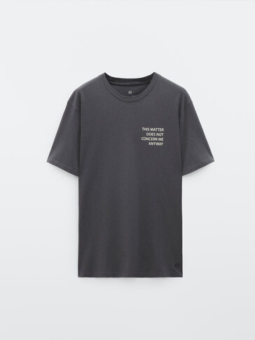 Short sleeve cotton T-shirt with slogan