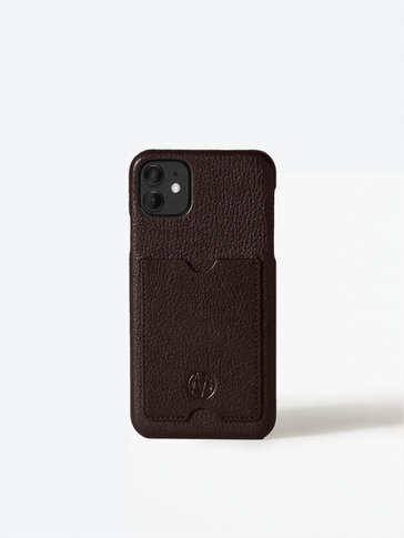 Leather iPhone 11 Pro Max case with card slot