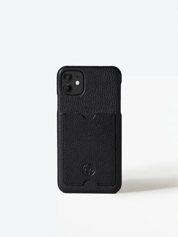 Coque iPhone 11 pro max en cuir avec porte-cartes