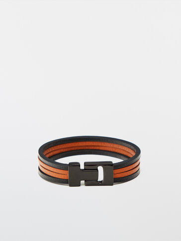 Contrast leather bracelet