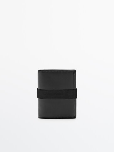 Brieftasche aus Leder mit kontrastfarbenem Gummi