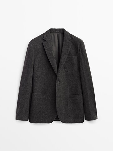 False plain grey wool blazer