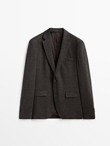 Серый пиджак из шерсти Super 120 с узором «гусиная лапка»