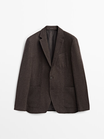 Brown textured cashmere wool blazer