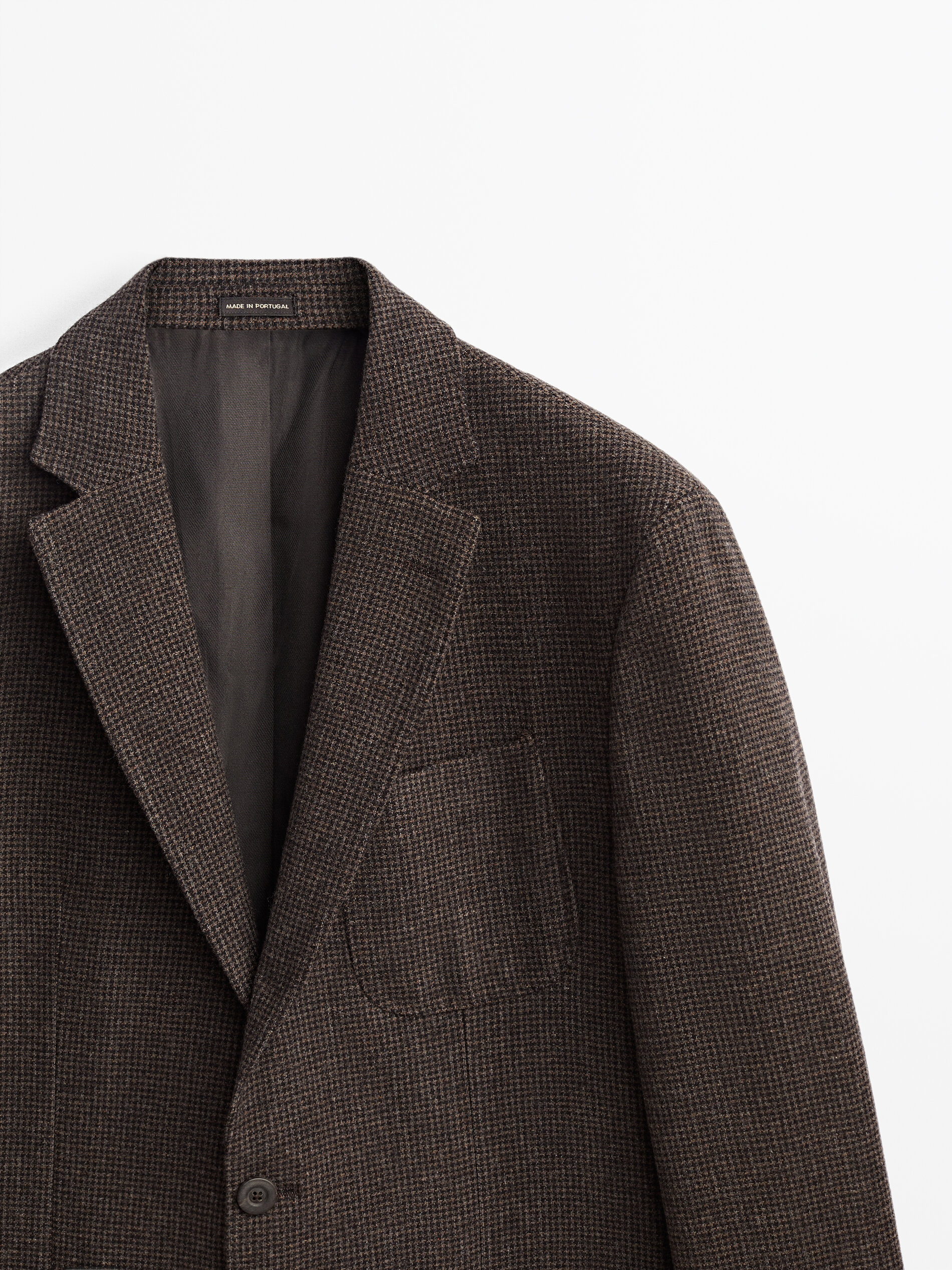 Massimo Dutti Brown Textured Cashmere Wool Blazer - Big Apple Buddy