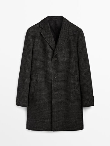 Kostkovaný vlněný kabát Limited Edition