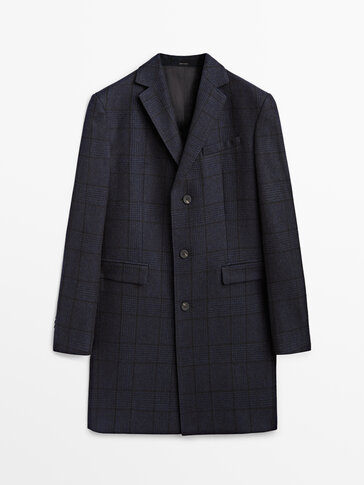 massimo dutti checked wool coat