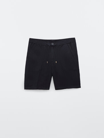 Cotton and linen Bermuda shorts