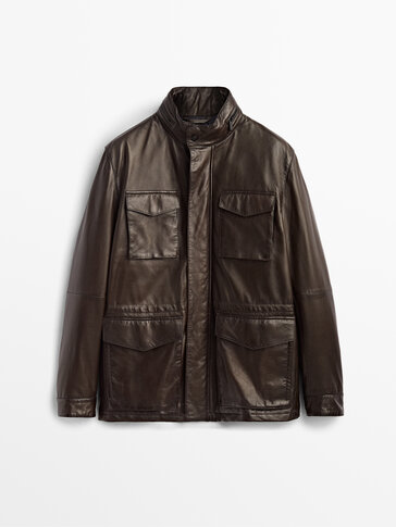 Nappa leather cargo jacket