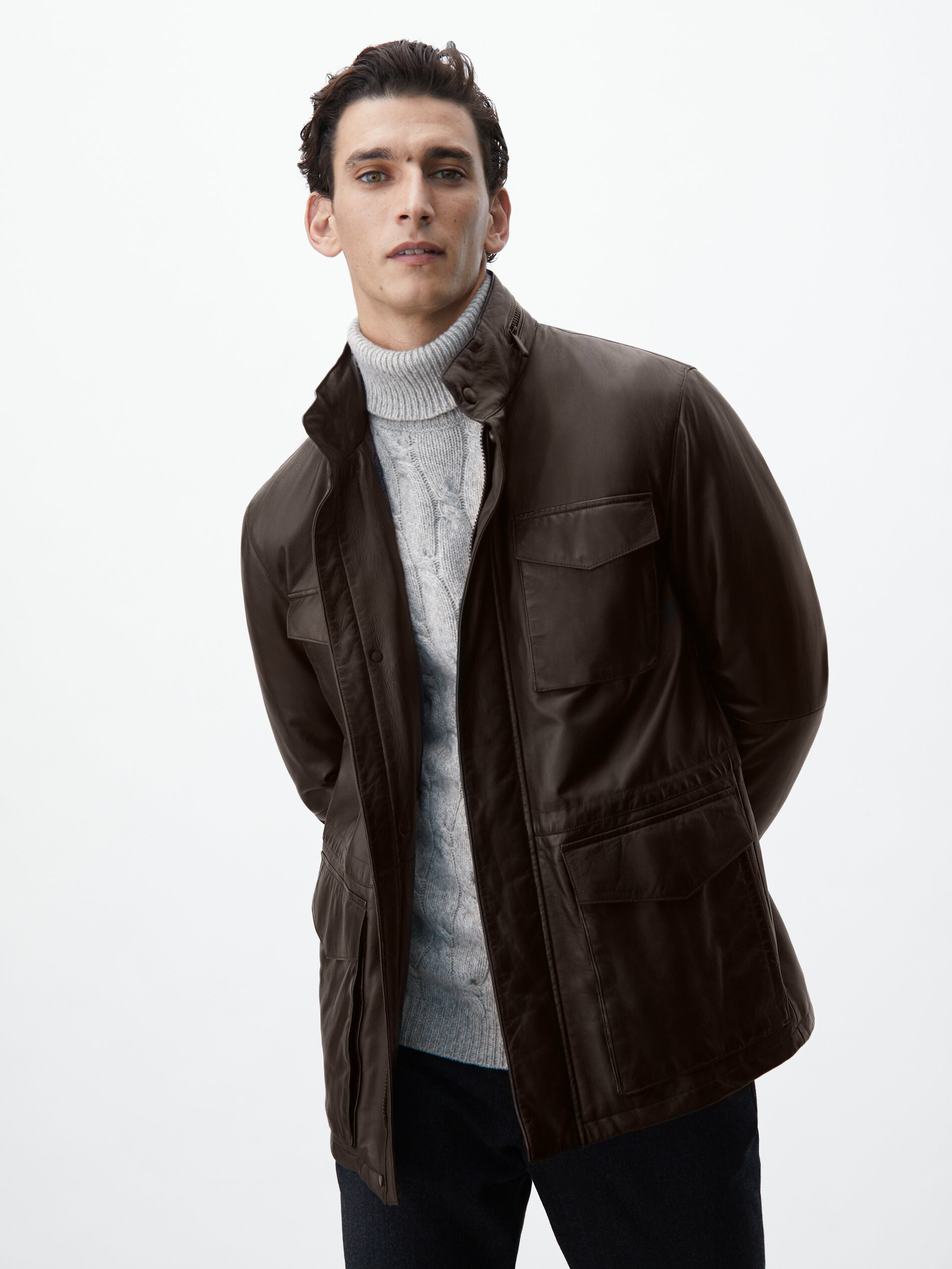 Massimo Dutti - Nappa leather cargo jacket
