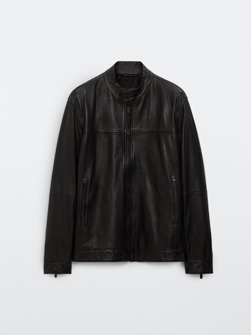 massimo dutti leather blazer