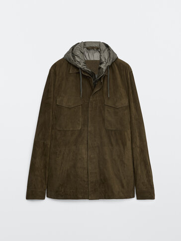 Suede overshirt with detachable vest