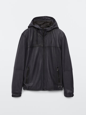 Nappa leather jacket with hood
