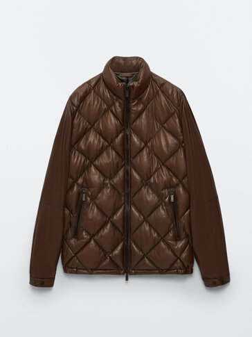 Nappa leather quilted jacket