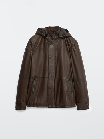 Nappa leather jacket with hood