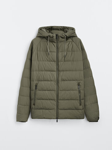 Down puffer jacket with hood