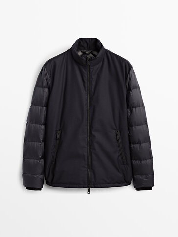 Contrast puffer bomber jacket