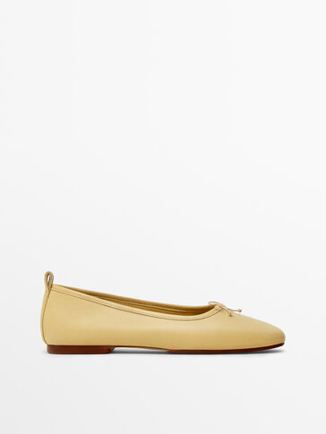 Yellow soft leather ballet flats