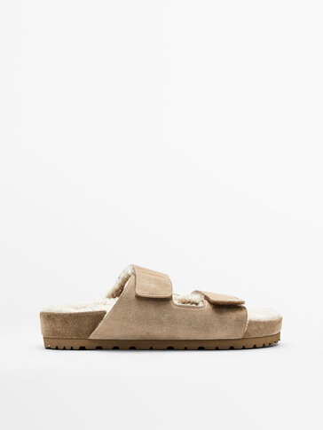 FLAT WIDE-STRAPPED LINED SANDALS
