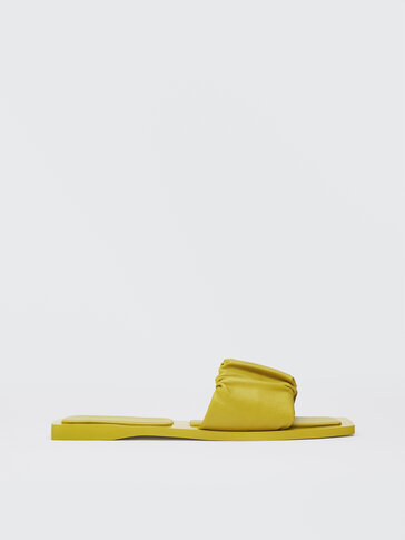 Lime leather flat sandals