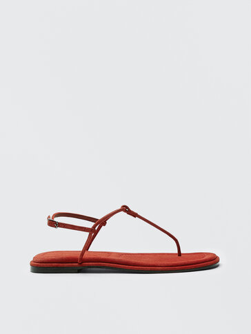 Flat orange strappy sandals - null - Massimo Dutti