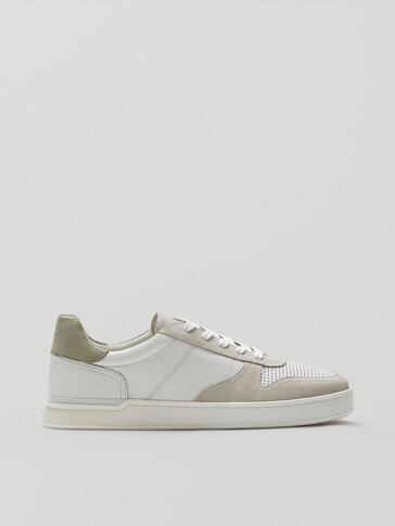 White leather detail trainers