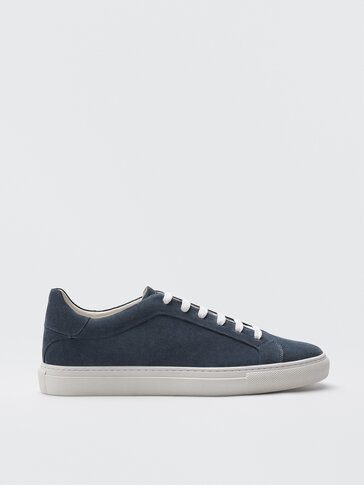 BLUE SPLIT SUEDE LEATHER TRAINERS