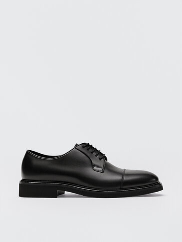 Black nappa leather derby shoes