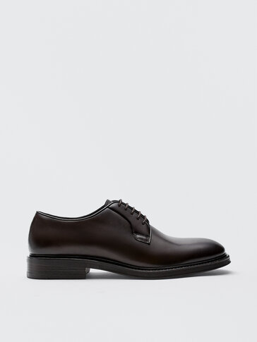 Brown leather derby shoes