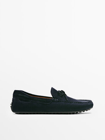 BLUE SPLIT SUEDE DRIVING LOAFERS