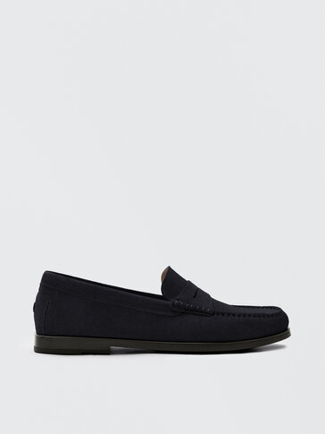BLUE SPLIT SUEDE LEATHER LOAFERS