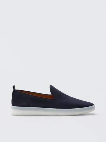 Sporty blue leather loafers