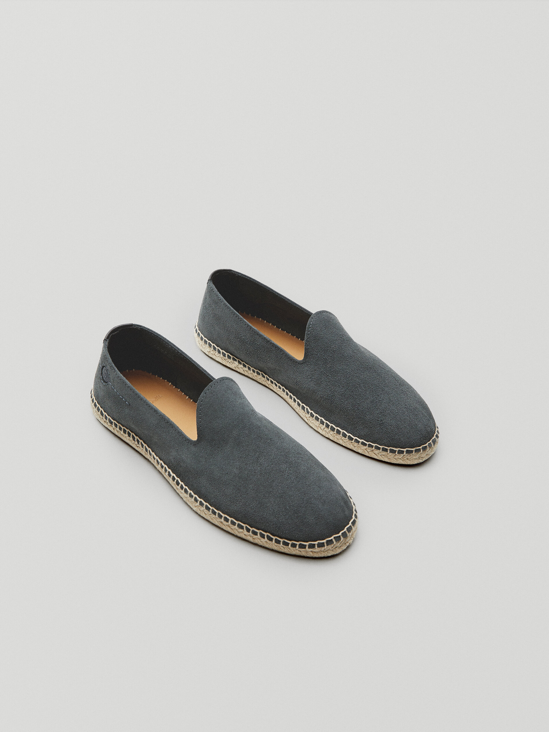 Blue split suede leather espadrilles 