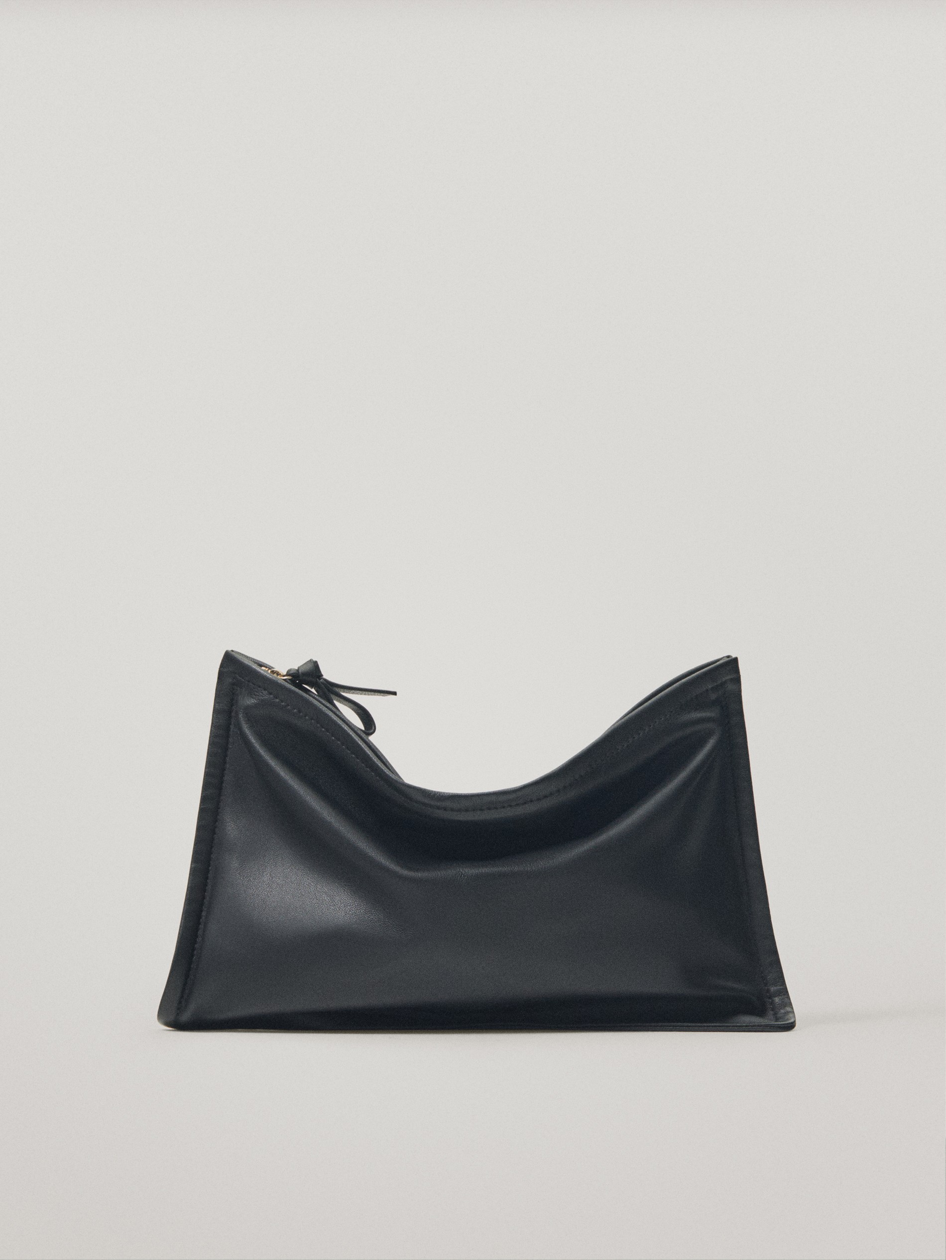 massimo dutti black leather bag