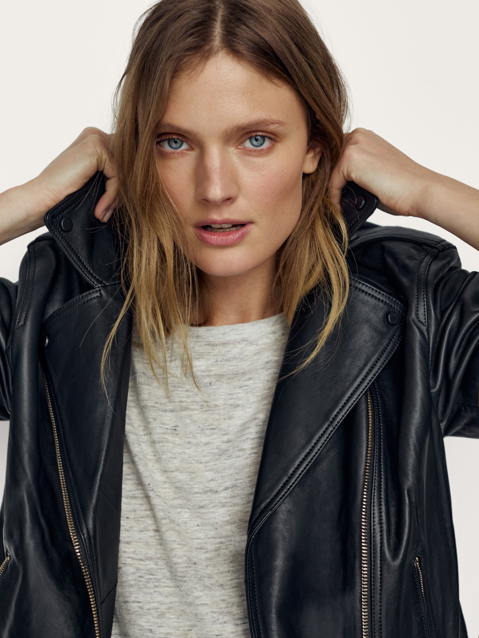 massimo dutti leather biker jacket