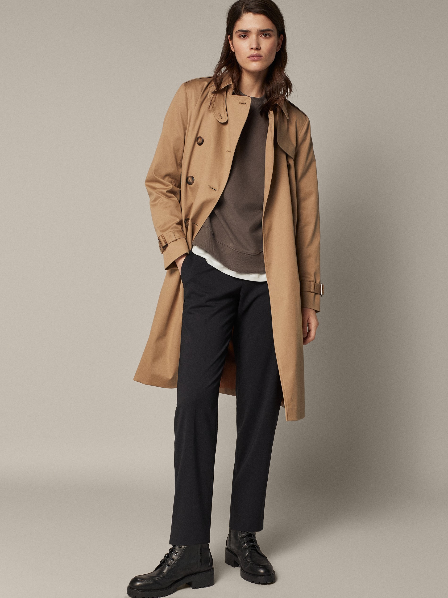 Pantalón lana jogging fit - Mujer - Massimo Dutti Estados Unidos