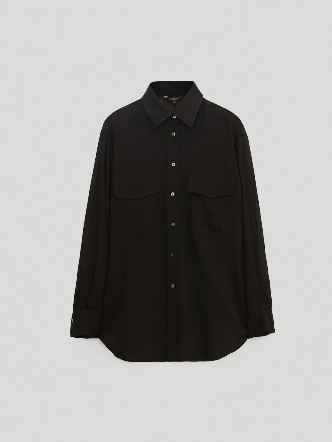 ЧЕРНЫЙ Рубашка из хлопка с карманами Massimo Dutti